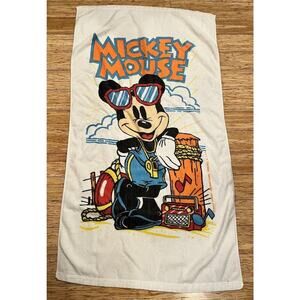 Vintage Franco Disney Mickey Mouse Beach Towel White 30x53.5"